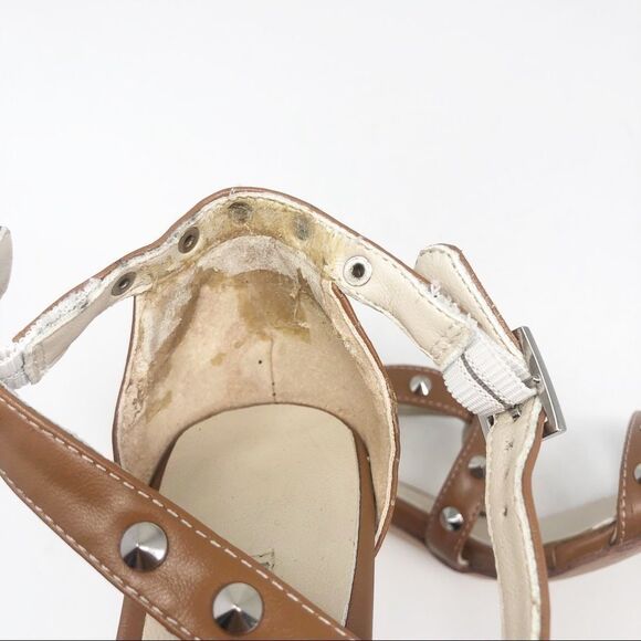 MANOLO BLAHNIK | Tan Studded Strappy Heels 5 - Picture 7 of 8